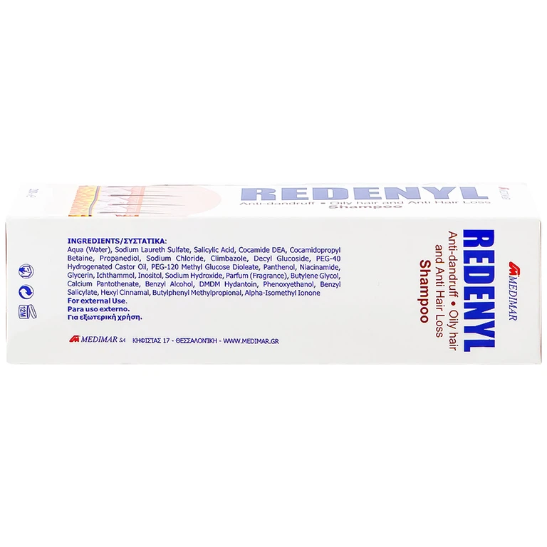 Dầu gội Redenyl Medimar dùng để trị gàu, viêm da tiết bã nhờn, ngăn ngừa rụng tóc (200ml)