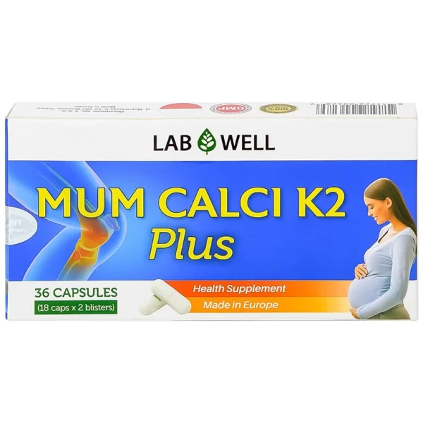 Viên uống Mum Calci K2 Plus Lab Well bổ sung canxi cho phụ nữ mang thai và cho con bú (2 vỉ x 18 viên)