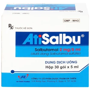 Dung dịch uống Atisalbu 5ml An Thiên điều trị co thắt phế quản do hen, viêm phế quản mãn tính (30 gói)