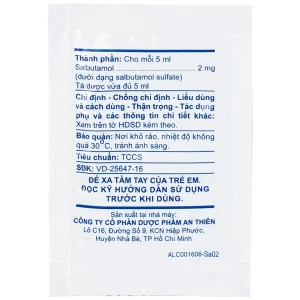 Dung dịch uống Atisalbu 5ml An Thiên điều trị co thắt phế quản do hen, viêm phế quản mãn tính (30 gói)