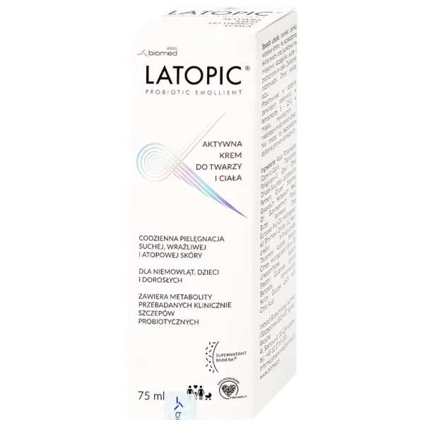 Kem dưỡng ẩm Latopic Face And Body Cream làm dịu ngứa da dị ứng, kích ứng da, giảm thô ráp da (75ml)
