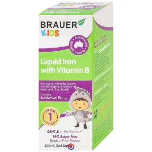 Siro Brauer Kids Liquid Iron With Vitamin B bổ sung sắt và vitamin hỗ trợ giảm thiếu máu (200ml)