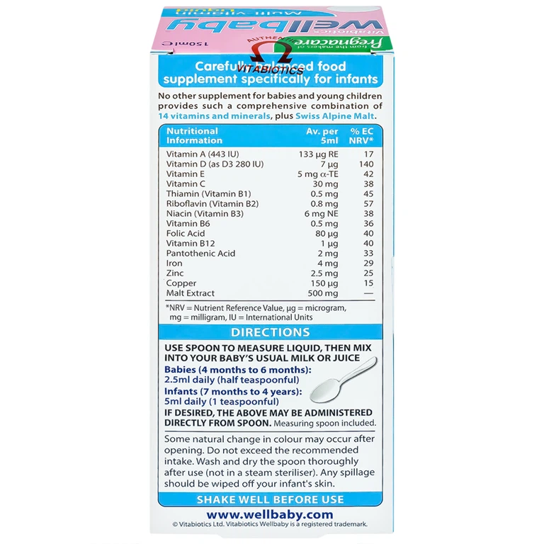 Siro Wellbaby Multi-Vitamin Liquid Vitabiotics bổ sung vitamin và khoáng chất cho trẻ (150ml)