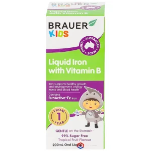 Siro Brauer Kids Liquid Iron With Vitamin B bổ sung sắt và vitamin hỗ trợ giảm thiếu máu (200ml)