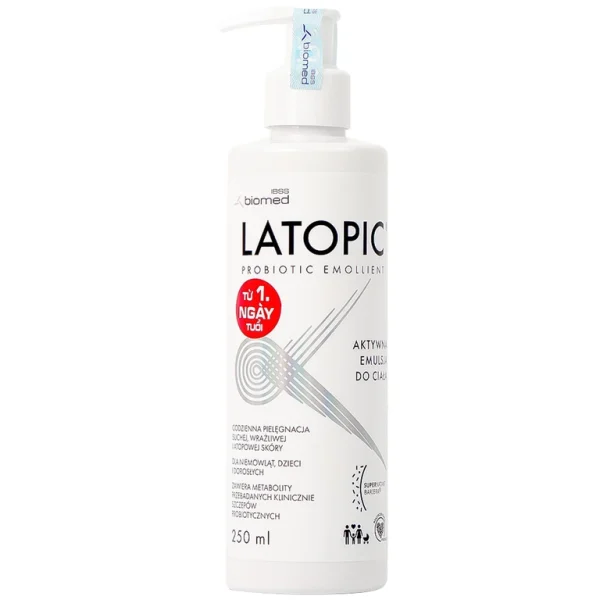 Nhũ tương Probiotic Emollient Latopic làm dịu da, giảm ngứa, giảm khô (250ml)