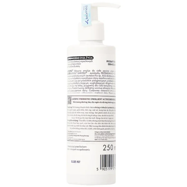 Nhũ tương Probiotic Emollient Latopic làm dịu da, giảm ngứa, giảm khô (250ml)