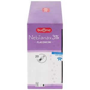 Dung dịch muối ưu trương nhỏ mũi Buona Nebianax 3% làm loãng dịch nhầy ở mũi (20 ống)