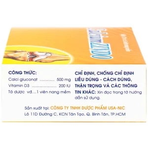 Viên nang mềm CalciumZindo USA NIC Pharma bổ sung canxi và vitamin D, phòng và điều trị loãng xương (12 vỉ x 5 viên)