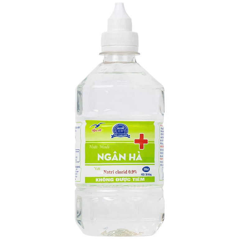 Nước muối Natri Clorid 0.9% Ngân Hà phòng ngừa nhiễm khuẩn da, răng miệng (500ml)