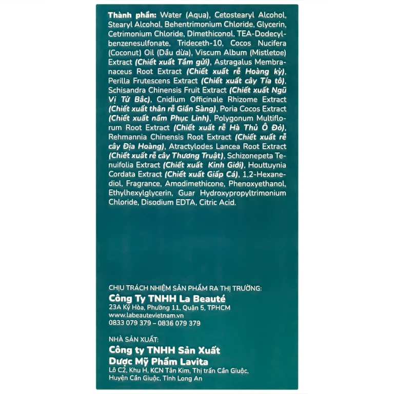 Dầu xả thảo dược La Beauty củng cố chân tóc chắc khỏe, suôn mượt và ngăn ngừa gãy rụng (300ml)