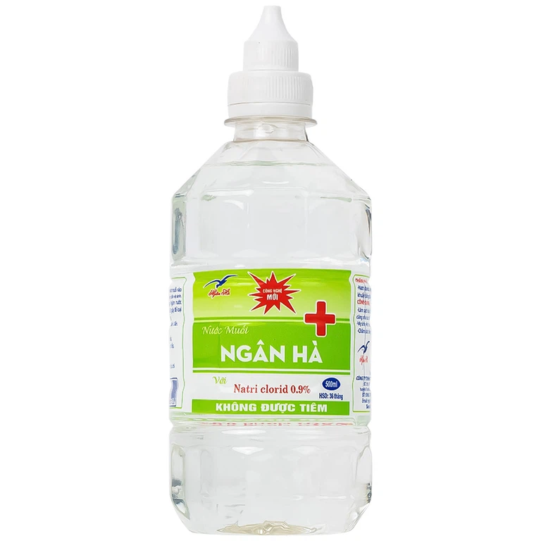 Nước muối Natri Clorid 0.9% Ngân Hà phòng ngừa nhiễm khuẩn da, răng miệng (500ml)