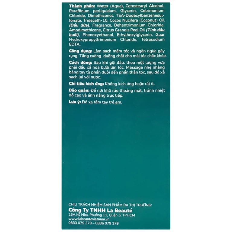 Dầu xả hoa bưởi La Beauty ngăn ngừa gãy rụng, dưỡng tóc chắc khỏe (300ml)