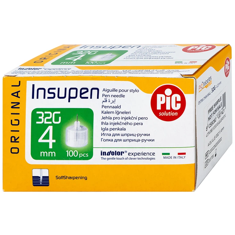 Đầu kim tiêm tiểu đường PIC Insupen Original dùng để gắn vào đầu bút tiêm insulin (100 Cái)