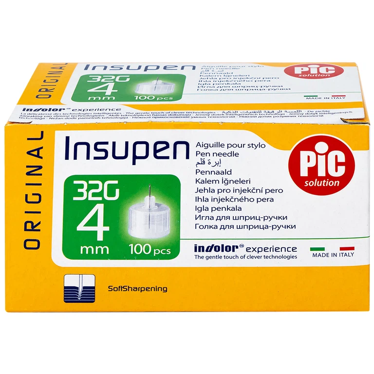 Đầu kim tiêm tiểu đường PIC Insupen Original dùng để gắn vào đầu bút tiêm insulin (100 Cái)