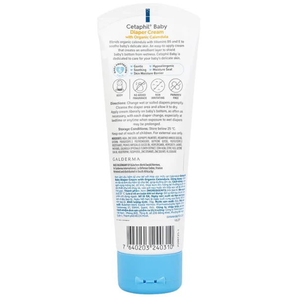 Kem chống hăm tã Calendula Diaper Cream Cetaphil giúp chăm sóc da và làm dịu hăm tã cho bé (70g)