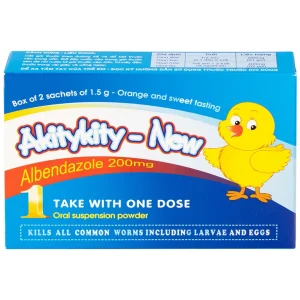 Hỗn dịch uống Akitykity-New 200mg Pharbaco vị ngọt hương cam diệt các loại giun sán, ấu trùng và trứng (2 gói x 1.5g)