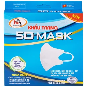 Khẩu trang 5D Mask Nam Anh lọc khuẩn, mùi và bụi trên 99% (10 cái)