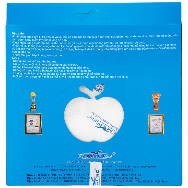 Khẩu trang 5D Mask Nam Anh lọc khuẩn, mùi và bụi trên 99% (10 cái)