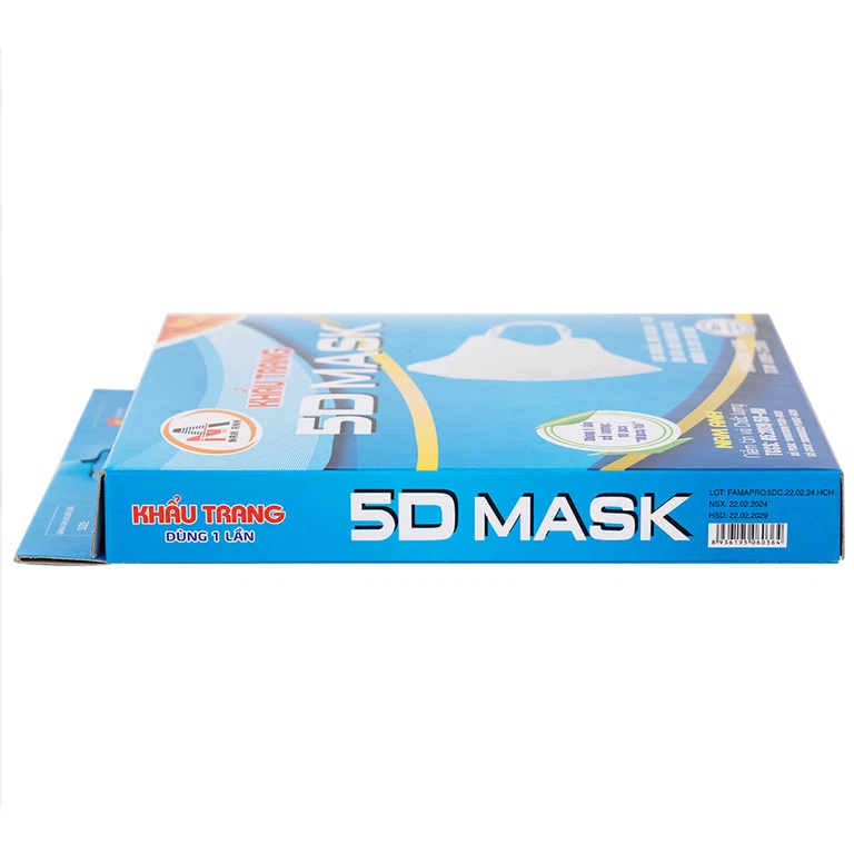 Khẩu trang 5D Mask Nam Anh lọc khuẩn, mùi và bụi trên 99% (10 cái)