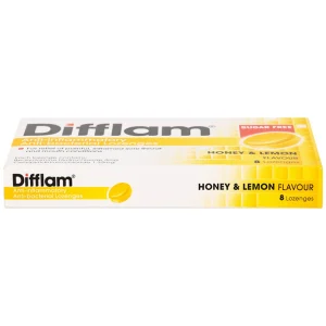 Viên ngậm kháng viêm Difflam vị chanh Unique Pharma hỗ trợ điều trị viêm amidan, đau họng (1 vỉ x 8 viên)