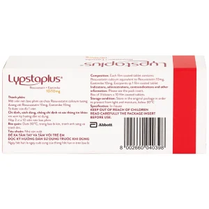 Viên nén Lypstaplus 10/10mg Abbott điều trị tăng cholesterol máu nguyên phát (3 vỉ x 10 viên)