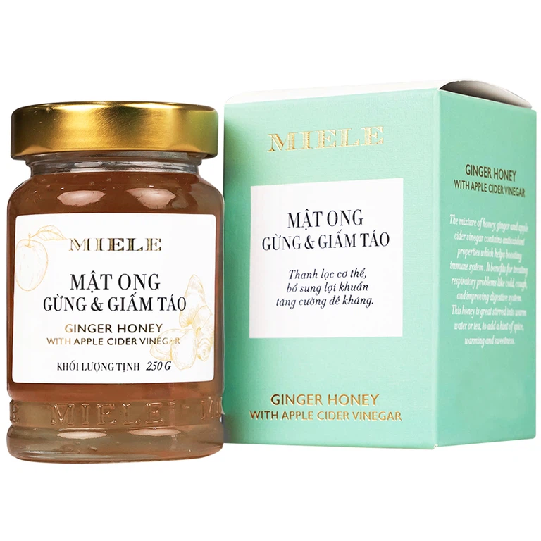 Mật ong gừng và giấm táo Miele 250g hỗ trợ thanh lọc cơ thể, bổ sung lợi khuẩn