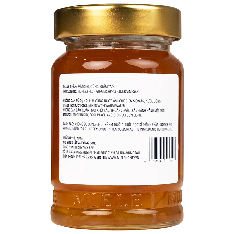 Mật ong gừng và giấm táo Miele 250g hỗ trợ thanh lọc cơ thể, bổ sung lợi khuẩn