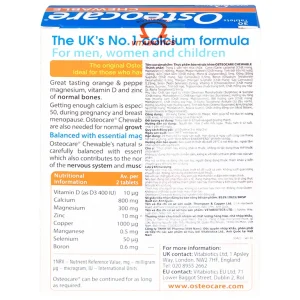 Viên nén nhai Osteocare chewable Vitabiotics hỗ trợ duy trì xương chắc khoẻ (3 vỉ x 10 viên)