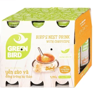 Nước Yến Sào và Đông Trùng Hạ Thảo Greenbird bổ sung dưỡng chất tốt cho sức khỏe (6 chai x 185ml)