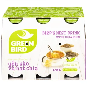 Nước yến sào và hạt chia Greenbird giúp khỏe dáng đẹp da và bổ sung năng lượng (6 chai x 185ml)