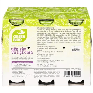 Nước yến sào và hạt chia Greenbird giúp khỏe dáng đẹp da và bổ sung năng lượng (6 chai x 185ml)