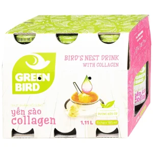 Nước yến sào Collagen Greenbird giúp bổ sung năng lượng, dưỡng chất từ yến sào và collagen (6 chai x 185ml)