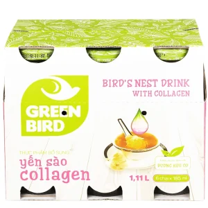 Nước yến sào Collagen Greenbird giúp bổ sung năng lượng, dưỡng chất từ yến sào và collagen (6 chai x 185ml)