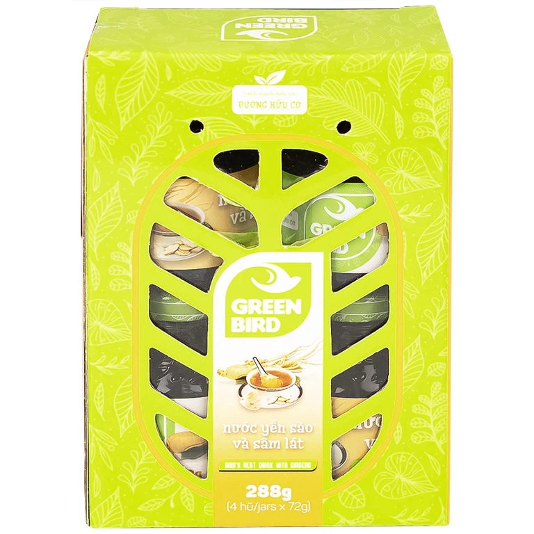 Nước Yến Sào và Sâm Lát Green Bird bổ sung dưỡng chất, tăng cường sức khỏe (4 hũ x 72g)