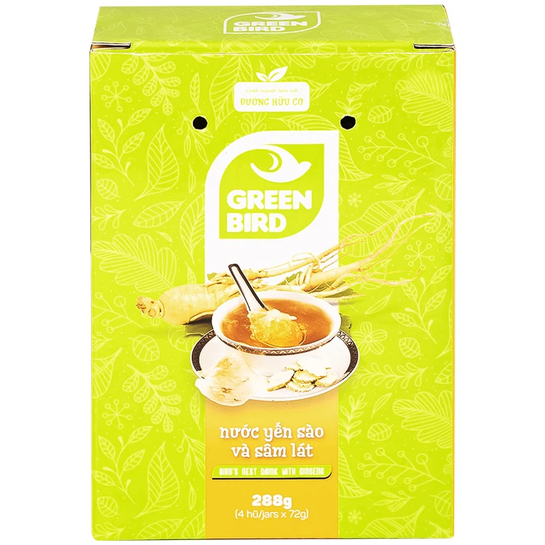 Nước Yến Sào và Sâm Lát Green Bird bổ sung dưỡng chất, tăng cường sức khỏe (4 hũ x 72g)