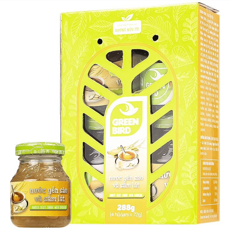 Nước Yến Sào và Sâm Lát Green Bird bổ sung dưỡng chất, tăng cường sức khỏe (4 hũ x 72g)