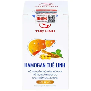 Viên uống giải độc gan Hamogan Tuệ Linh hỗ trợ giảm mỡ máu, mỡ gan (30 viên)