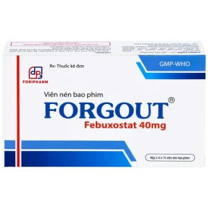 Thuốc Forgout 40mg TW3 điều trị tăng acid uric mạn tính, viêm khớp do gout (2 vỉ x 15 viên)