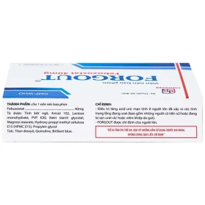 Thuốc Forgout 40mg TW3 điều trị tăng acid uric mạn tính, viêm khớp do gout (2 vỉ x 15 viên)