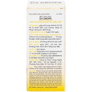 Dung dịch D3 Drops 10ml Dao Nordic Health bổ sung vitamin D3, hỗ trợ phát triển của xương