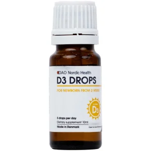 Dung dịch D3 Drops 10ml Dao Nordic Health bổ sung vitamin D3, hỗ trợ phát triển của xương