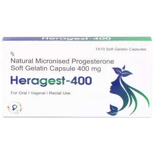Viên nội tiết tố Heragest - 400 hỗ trợ dự phòng sảy thai, vô sinh nữ, hội chứng tiền kinh nguyệt (1 vỉ x 10 viên)