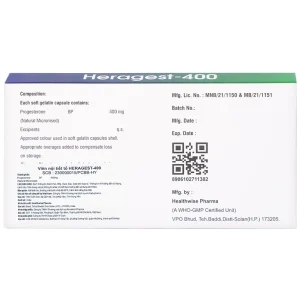 Viên nội tiết tố Heragest - 400 hỗ trợ dự phòng sảy thai, vô sinh nữ, hội chứng tiền kinh nguyệt (1 vỉ x 10 viên)