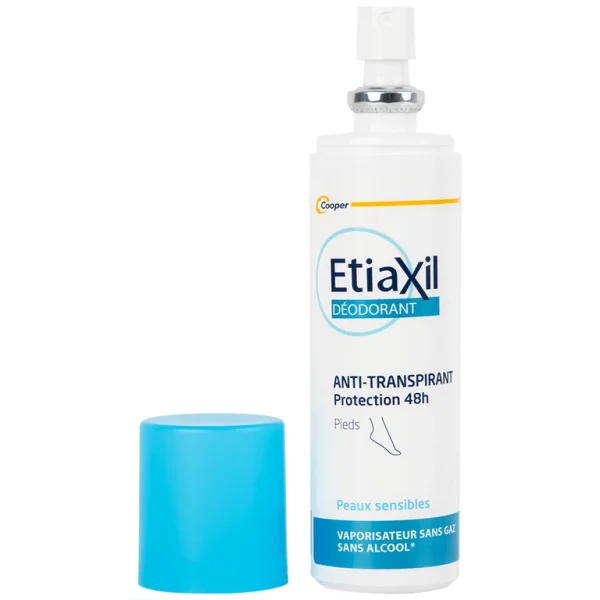 Khử mùi dạng xịt Etiaxil Déodorant Anti - Transpirant Protection 48h Pieds kiểm soát tuyến mồ hôi chân (100ml)