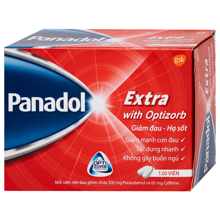 Viên nén Panadol Extra With Optizorb GSK giảm đau, hạ sốt nhanh, không gây buồn ngủ (12 vỉ x 10 viên)