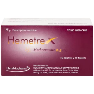 Thuốc Hemetrex 2,5mg Herabiopharm điều trị viêm khớp dạng thấp nặng (10 vỉ x 10 viên)