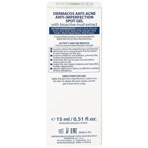 Gel chấm mụn chứa bùn hoạt tính Dermacos Anti-Ance Anti Imperfection Spot Gel giảm và ngăn ngừa mụn (15ml)