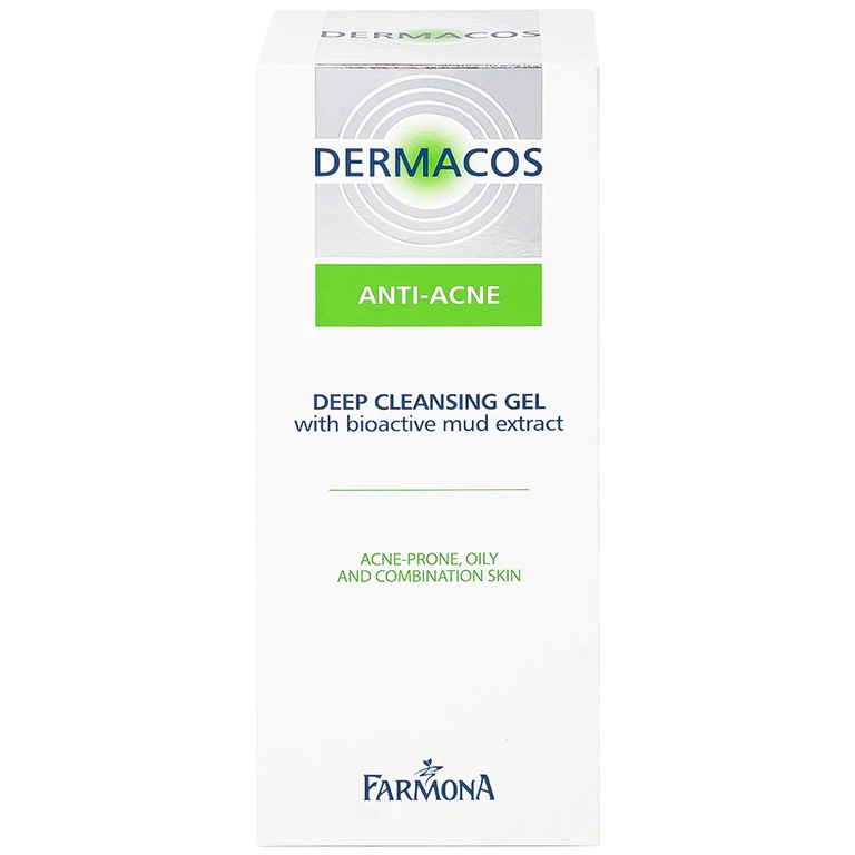Gel rửa sạch sâu ngừa mụn chứa bùn hoạt tính Dermacos Anti-Acne Deep Cleansing Gel giảm nhờn trên da (150ml)