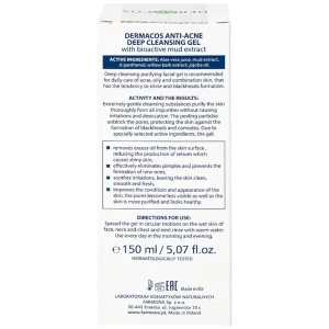 Gel rửa sạch sâu ngừa mụn chứa bùn hoạt tính Dermacos Anti-Acne Deep Cleansing Gel giảm nhờn trên da (150ml)