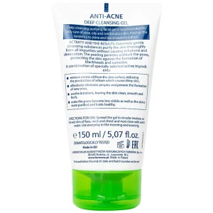 Gel rửa sạch sâu ngừa mụn chứa bùn hoạt tính Dermacos Anti-Acne Deep Cleansing Gel giảm nhờn trên da (150ml)